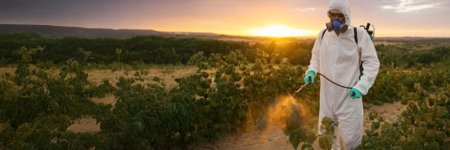 Image of a person spraying a field