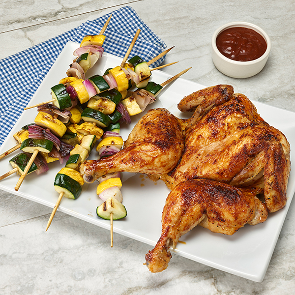Grilled Spatchcock Chicken and Vegetables