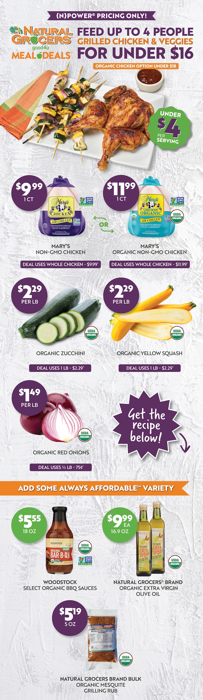 Grilled Chicken & Veggies Meal Deal